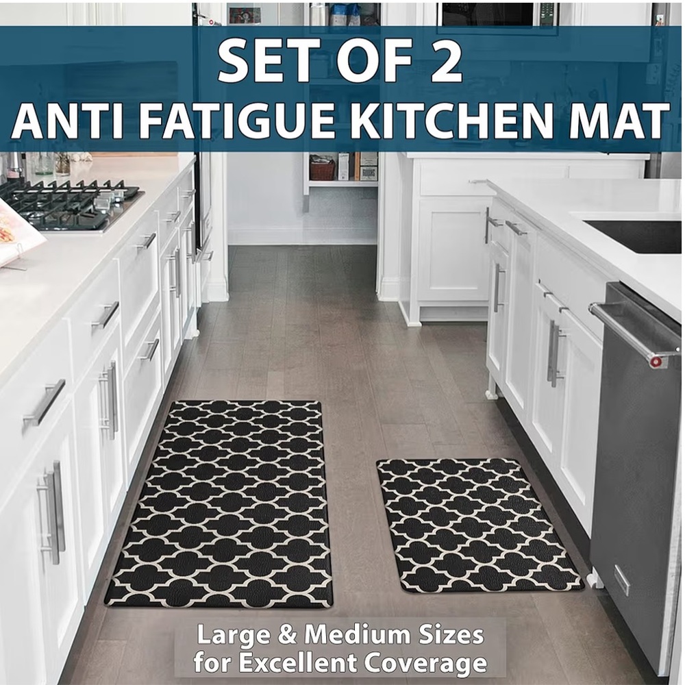 *New* Teal Geometric Design Kitchen ComfiLife Rugs (2 Pack - Medium/Large)